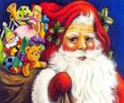 Санта-Клаус с большой мешок с игрушками, чтобы дать детям на Рождество